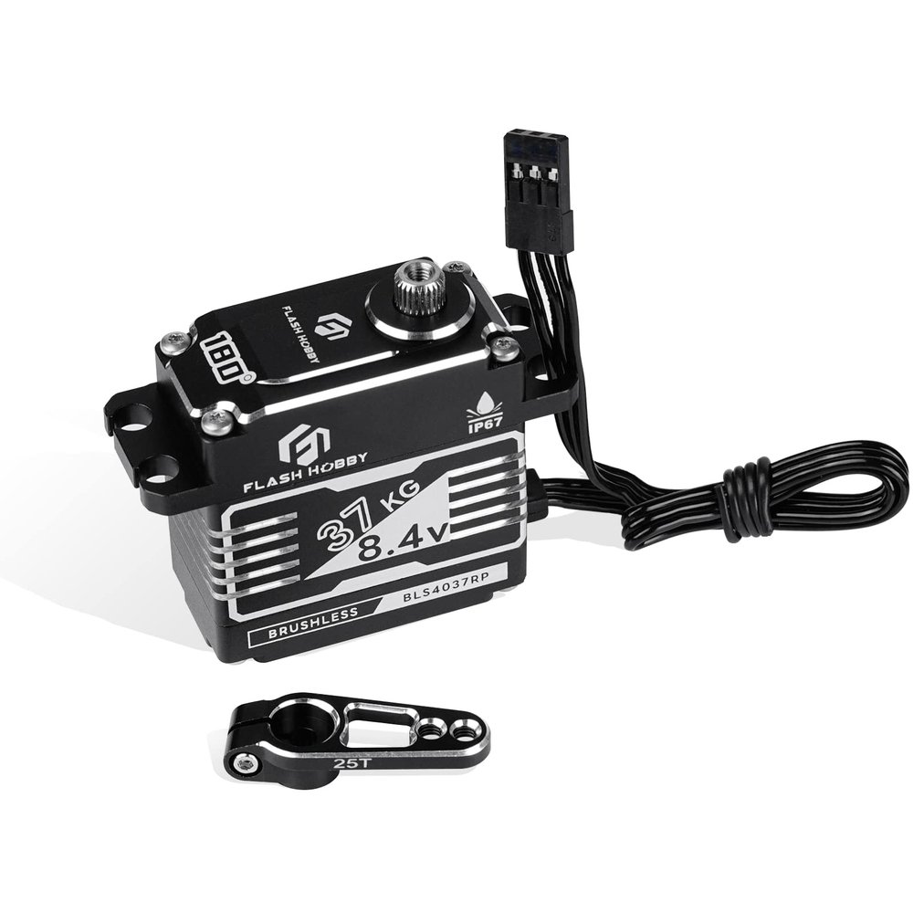 37KG Brushless Servo, 8.4V High Torque Servo, IP67 Waterproof RC Crwaler Servo Compatible with Sanwa SSR/ NB4/ Futaba for 1/8 1/10 Scale RC Crawler Cars, Trucks or Robotic Parts(180)