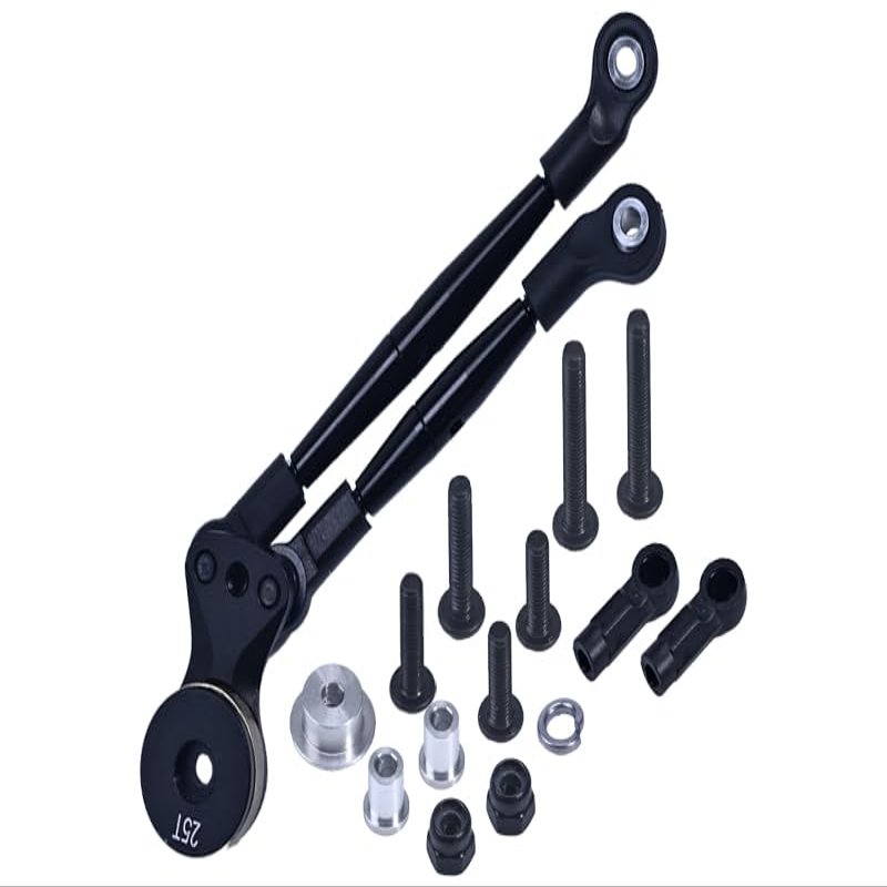 Aluminum Hi-Torque Servo Saver 25T with Aluminum Tie Rod for Tamiya 1/12 RC Lunch Box - Black