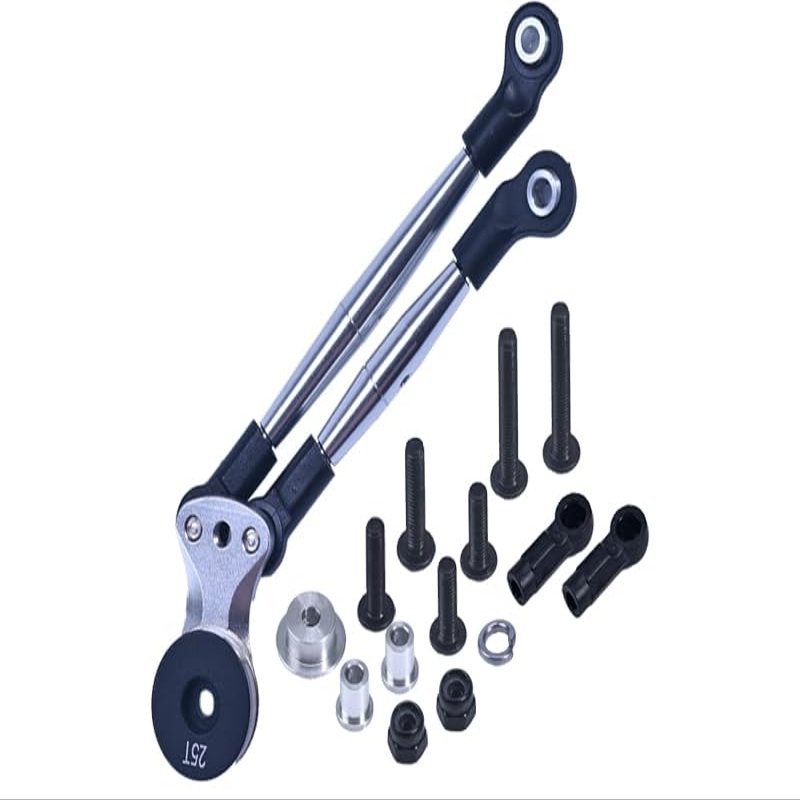 Aluminum Hi-Torque Servo Saver 25T with Aluminum Tie Rod for Tamiya 1/12 RC Lunch Box - Silver