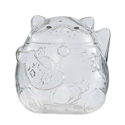 Clear Lucky Cat Piggy Bank Money Box Decoration Crafts Ornaments Glass for Girls Boys Children Birthday Gift