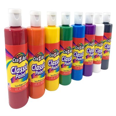 Cra-Z-Art Washable Classic Paint Bulk Pack 8ct, Assorted Colors 4oz each bottle, 32oz
