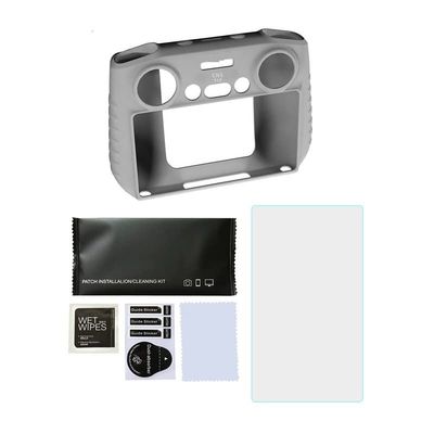 ABZEKH Drone Accessories for DJI RC Remote Control with Screen Silicone case Protection Cover + Tempered Glass Film for DJI mini 3pro for Mavic 3 Classic (Color : Gray)