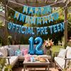 12th Birthday Decorations for Boys Girls, Official PreTeen 12th Birthday Balloon Happy 12th Birthday Banner Number 12 Foil Balloons for 12 Years Old Birthday Anniversary Supplies Boys Girls (Blue) view 1