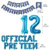 12th Birthday Decorations for Boys Girls, Official PreTeen 12th Birthday Balloon Happy 12th Birthday Banner Number 12 Foil Balloons for 12 Years Old Birthday Anniversary Supplies Boys Girls (Blue) view 4