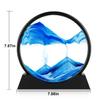 Herecanli Moving Sand Art Picture - 3D Quicksand Painting Decor - Round Glass 3D Deep Sea Sandscape - Relaxing Decoration for Home,Office,Desk,Mantle,Bookshelf,Room- (Blue, 7 in) view 2