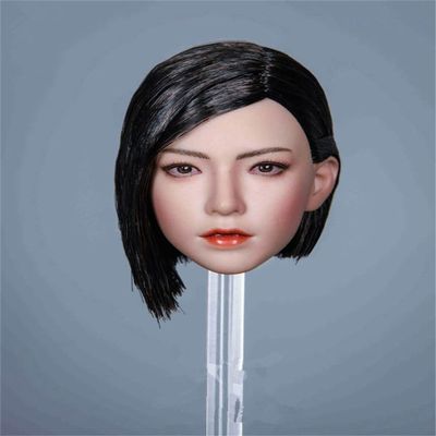 1/6 Scale Female Head Sculpt,Asian Girl Planted Hair Head Carved Carving for 12inch Female PH TBL JO Action Figure Body (A)