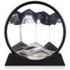 Herecanli Moving Sand Art Picture - 3D Quicksand Painting Decor - Round Glass 3D Deep Sea Sandscape - Relaxing Decoration for Home,Office,Desk,Mantle,Bookshelf,Room- (Black, 7 in) view 1