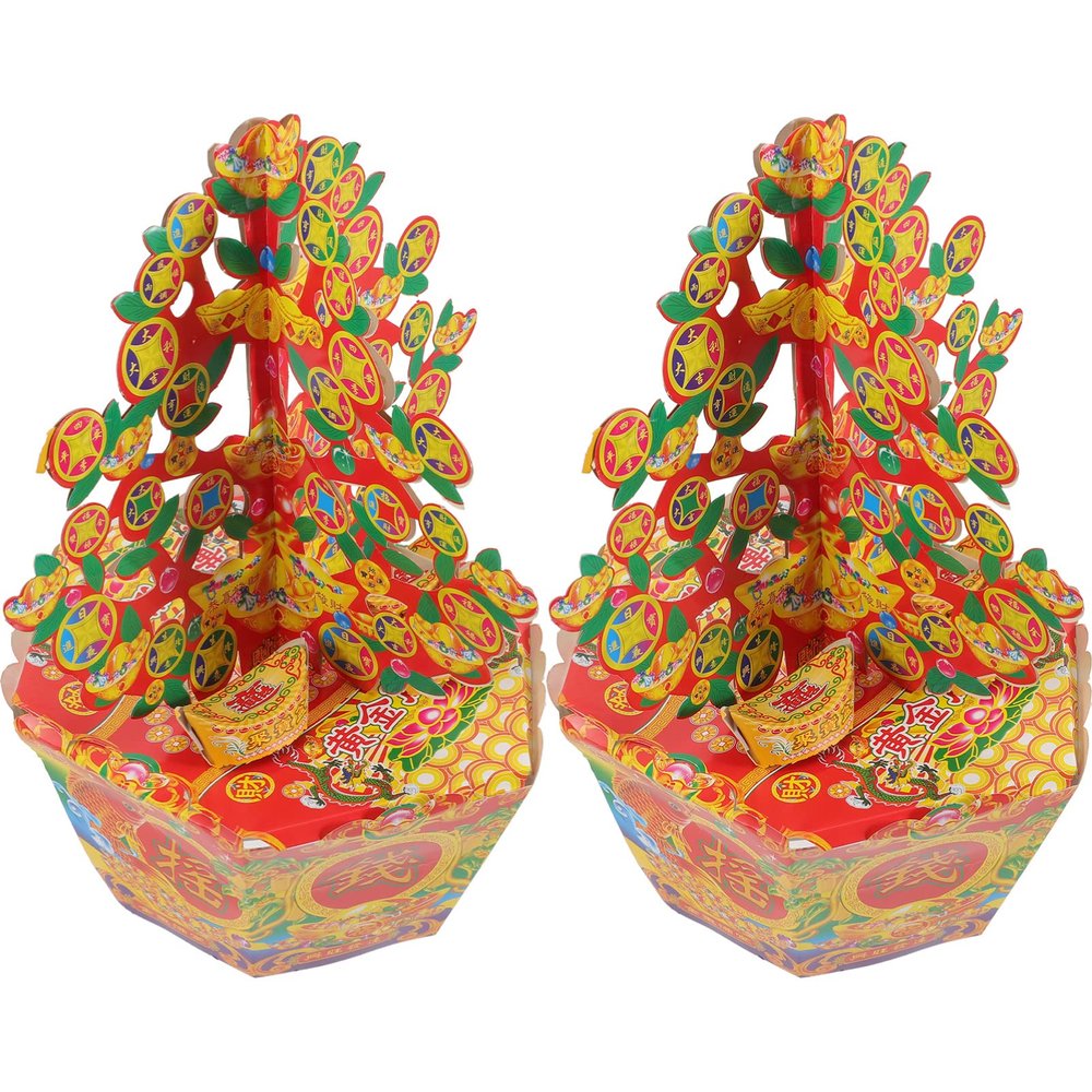 Veemoon 1 Pair paper Tree Ancestor Money Festival Money Tree for Burn Funeral Banknotes Sacrifice paper Large Denomination Burning