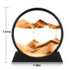 Herecanli Moving Sand Art Picture - 3D Quicksand Painting Decor - Round Glass 3D Deep Sea Sandscape - Relaxing Decoration for Home,Office,Desk,Mantle,Bookshelf,Room- (Yellow, 7 in) view 2