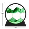 Herecanli Moving Sand Art Picture - 3D Quicksand Painting Decor - Round Glass 3D Deep Sea Sandscape - Relaxing Decoration for Home,Office,Desk,Mantle,Bookshelf,Room- (Green, 7 in) view 2