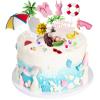 Junkin 21 Pcs Beach Cake Decorations Summer Pool Cake Topper Summer Birthday Decorations Coconut Tree Chair Umbrella Watermelon Sun for Pool Beach Party Birthday Supplies(Girl) view 1