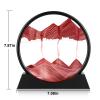 Moving Sand Art Picture - 3D Quicksand Painting Decor - Round Glass 3D Deep Sea Sandscape - Relaxing Home Decoration Desk Toys for Home Office Desk Mantle Bookshelf- (Red, 7 in) view 2