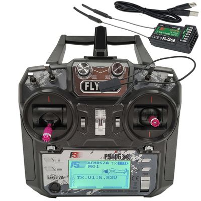Alaohu FS-i6X RC Transmitter and Receiver FS-iA6B iBus 10 Channel or PWM 6CH 2.4GHz Fly AFHDS2A Sky Radio Control System for FPV Drone Multirotor, Fixed-Wing, RC Car, RC Boat (Mode-2)
