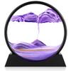 Herecanli Moving Sand Art Picture - 3D Quicksand Painting Decor - Round Glass 3D Deep Sea Sandscape - Relaxing Decoration for Home,Office,Desk,Mantle,Bookshelf,Room- (Purple, 7 in) view 1