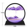 Herecanli Moving Sand Art Picture - 3D Quicksand Painting Decor - Round Glass 3D Deep Sea Sandscape - Relaxing Decoration for Home,Office,Desk,Mantle,Bookshelf,Room- (Purple, 7 in) view 2