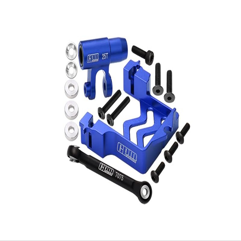 Aluminum 6061-T6 Servo Mount + Tie Rod + 25T Servo Horn Set for 1:5 Traxxas X Maxx 6S / X Maxx 8S / XRT 8S Monster Truck Upgrades - Blue
