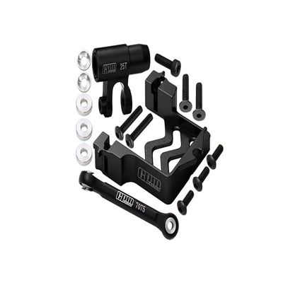 Aluminum 6061-T6 Servo Mount + Tie Rod + 25T Servo Horn Set for 1:5 Traxxas X Maxx 6S / X Maxx 8S / XRT 8S Monster Truck Upgrades - Black