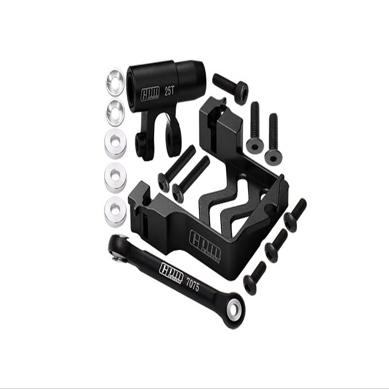 Aluminum 6061-T6 Servo Mount + Tie Rod + 25T Servo Horn Set for 1:5 Traxxas X Maxx 6S / X Maxx 8S / XRT 8S Monster Truck Upgrades - Black