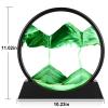 Herecanli Moving Sand Art Picture - 3D Quicksand Painting Decor - Round Glass 3D Deep Sea Sandscape - Relaxing Decoration for Home,Office,Desk,Mantle,Bookshelf,Room- (Green, 12 in) view 2