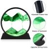Herecanli Moving Sand Art Picture - 3D Quicksand Painting Decor - Round Glass 3D Deep Sea Sandscape - Relaxing Decoration for Home,Office,Desk,Mantle,Bookshelf,Room- (Green, 12 in) view 3