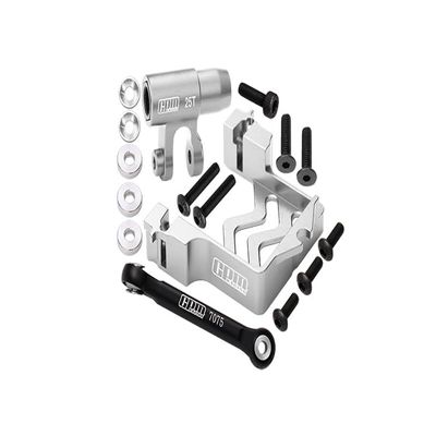 Aluminum 6061-T6 Servo Mount + Tie Rod + 25T Servo Horn Set for 1:5 Traxxas X Maxx 6S / X Maxx 8S / XRT 8S Monster Truck Upgrades - Silver