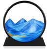 Herecanli Moving Sand Art Picture - 3D Quicksand Painting Decor - Round Glass 3D Deep Sea Sandscape - Relaxing Decoration for Home,Office,Desk,Mantle,Bookshelf,Room- (Blue, 12 in) view 1