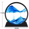 Herecanli Moving Sand Art Picture - 3D Quicksand Painting Decor - Round Glass 3D Deep Sea Sandscape - Relaxing Decoration for Home,Office,Desk,Mantle,Bookshelf,Room- (Blue, 12 in) view 2