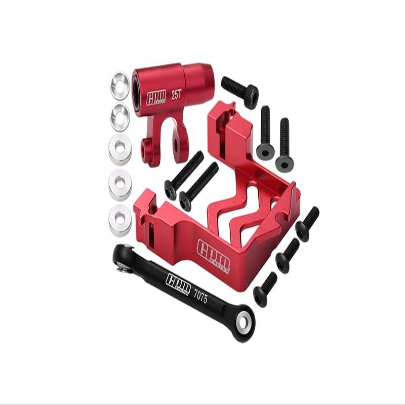 Aluminum 6061-T6 Servo Mount + Tie Rod + 25T Servo Horn Set for 1:5 Traxxas X Maxx 6S / X Maxx 8S / XRT 8S Monster Truck Upgrades - Red