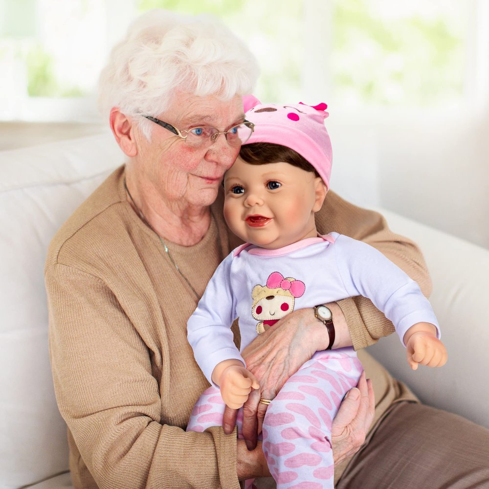 Assistex Reborn Baby Doll - 22" Lifelike Therapy Doll for Seniors with Dementia - Weighted, Soft Body, Realistic Newborn for Nursing Homes for Comfort and Relief - Gift for Elderly with Picture Book