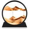 Herecanli Moving Sand Art Picture - 3D Quicksand Painting Decor - Round Glass 3D Deep Sea Sandscape - Relaxing Decoration for Home,Office,Desk,Mantle,Bookshelf,Room- (Yellow, 12 in) view 1