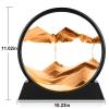 Herecanli Moving Sand Art Picture - 3D Quicksand Painting Decor - Round Glass 3D Deep Sea Sandscape - Relaxing Decoration for Home,Office,Desk,Mantle,Bookshelf,Room- (Yellow, 12 in) view 2