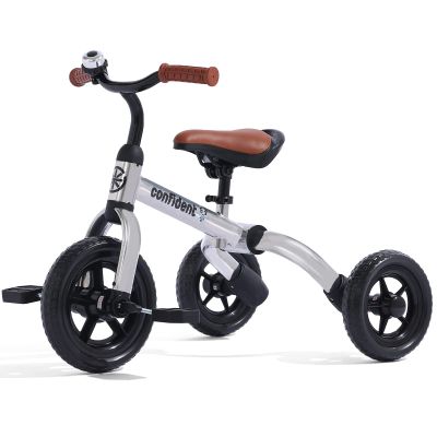 Ancaixin 3 in 1 Toddler Tricycles for 2-5 Years Old Boys Girls with Adjustable Seat Detachable Pedal and Bell, Foldable Baby Balance Bike Riding Toys, Kids Birthday Christmas New Year Gift (Silver)