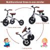 Ancaixin 3 in 1 Toddler Tricycles for 2-5 Years Old Boys Girls with Adjustable Seat Detachable Pedal and Bell, Foldable Baby Balance Bike Riding Toys, Kids Birthday Christmas New Year Gift (Silver) view 2