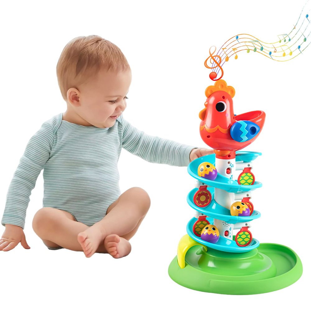 Auspint Montessori Toddler Sensory Drop Ball Toys, Rolling Spinning Ball Tower That Makes Music, Preschool Interactive Games, Birthday Gift for Children 12 Months and Older