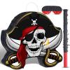 Harrycle Pirate Piata Bundle Pirate Party Game Set Include Captain Piata Bat Stick Blindfold Mask for Birthday Party Nautical Adventure Game Decor Supplies Decor, 13.4 x 14.3 x 3.2'' view 1