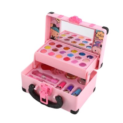 lamphle 1 Set Pretend Makeup for Toddlers, Realistic High Simulated Edible Coloring Kids Makeup Kit for Girl, Kids Makeup Play House Toy, Play Makeup Set Fake Makeup Pink Black