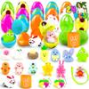 LINAYE 24 Packs Prefilled Easter Eggs with Toys Inside - Pre Filled Stuffed Easter Eggs with Pull-Back Cars, Mochi Toys for Egg Hunt, Basket Stuffers Gifts for Kids view 1