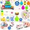 LINAYE 24 Packs Prefilled Easter Eggs with Toys Inside - Pre Filled Stuffed Easter Eggs with Pull-Back Cars, Mochi Toys for Egg Hunt, Basket Stuffers Gifts for Kids view 2