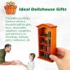 Miniatures Book and Bookshelf Set Includes 27 Pcs 1:12 Scale Miniatures Dollhouse Books 1 Pcs Wooden Bookcase 4 Floors Furniture Display Bookshelf Cabinet Dollhouse Decoration for Mini House Library view 4