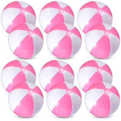 Chitidr 12 Pcs 16'' Beach Ball PVC Inflatable Ball Bulk Blow up Pool Balls for Swimming Pool Summer Hawaiian Tropical Theme Party Favors Decorations Favors Supplies (Pink)