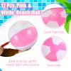 Chitidr 12 Pcs 16'' Beach Ball PVC Inflatable Ball Bulk Blow up Pool Balls for Swimming Pool Summer Hawaiian Tropical Theme Party Favors Decorations Favors Supplies (Pink) view 3