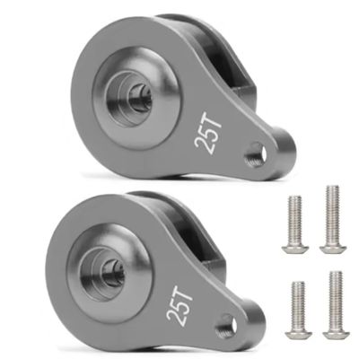 2 Sets Aluminum 25T Servo Saver 1 Hole Adjustable Hi-Torque Servo Horn for 1/10 SCX10 Capra TRX4 TRX6 RC Car Crawler Boat Parts (Titanium)