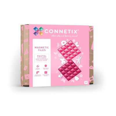 Connetix Pastel Base Plate Pack, 2 Pieces, Pink & Berry