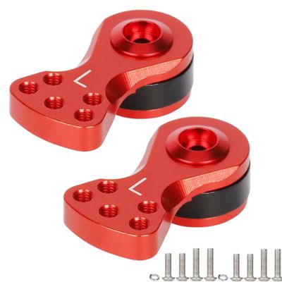 2 Sets Adjustable 25T Servo Saver Servo Arm for TRX-4 Axial SCX10 1/10 RC Cars Helicopter Model Boat, Aluminum L(21.5MM) Servo Arm Upgrades Parts(Red)