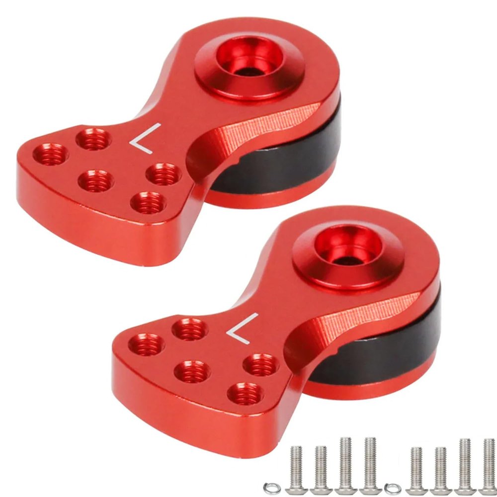 2 Sets Adjustable 25T Servo Saver Servo Arm for TRX-4 Axial SCX10 1/10 RC Cars Helicopter Model Boat, Aluminum L(21.5MM) Servo Arm Upgrades Parts(Red)