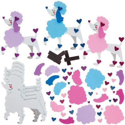 Baker Ross FX356 Love Heart Poodle Magnet Kits - Pack of 8, Valentine's Day Foam Craft Kit for Kids