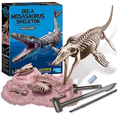 4M Dig a Tyrannosaurus Rex Skeleton - Dinosaur Excavation Kit for Kids Ages 8+, Dig and Build a19cm TRex Model with Tools & Fascinating Facts (Dig a Mosasaurus Skeleton)