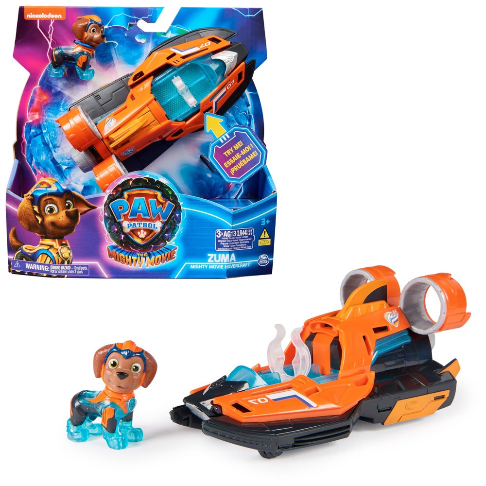 PAW Patrol: The Mighty Movie, Toy Jet Boat with Zuma Mighty Pups Action Figure, Lights and Sounds, Kids Toys for Boys and Girls 3+