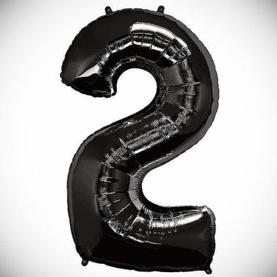40" Giant Black Two Year Old First Birthday 2 Month Number Float Balloon Hanging Balloon Bright Color for Wedding Decoration Banner Air Balloon