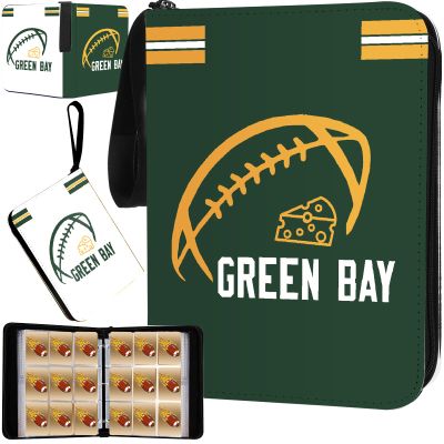 Football Card Binder with Sleeves 900 Pocket, Green Bay Football Card Holder for Trading Cards Sports Card 3 Ring Binder Folder Collector Album Storage Book Case Kids Boys Girls Gift